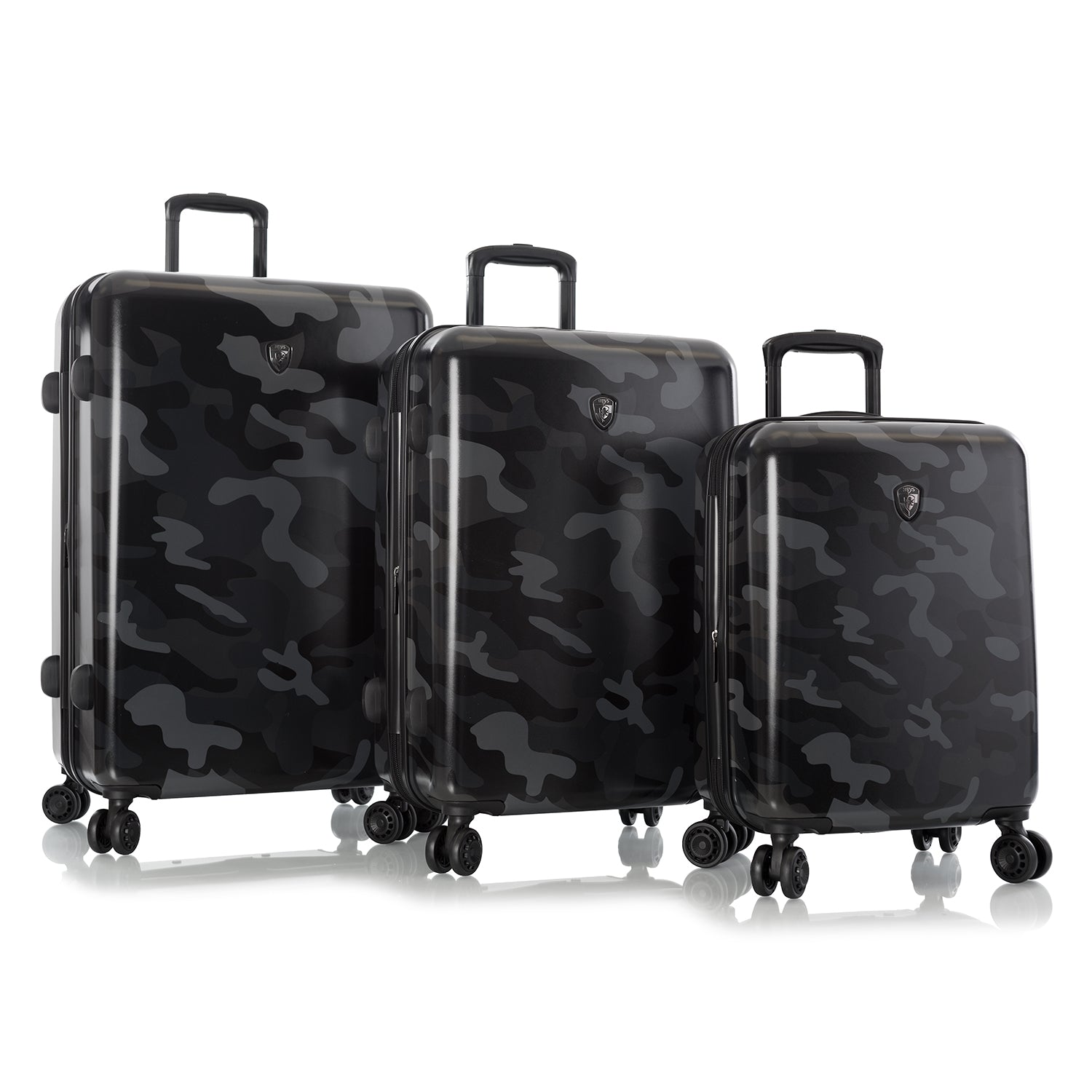 Black Camo 3 piece Fashion Spinner Luggage Set Fashion Luggage