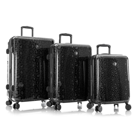 Black Leopard 3 Piece Fashion Spinner® Luggage Set | Fashion Luggage